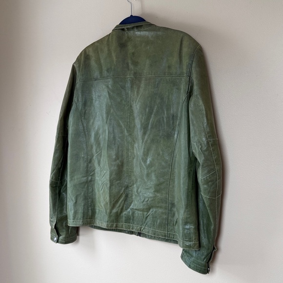 Overland Green Leather Moto Jacket - Medium - Picture 7 of 8
